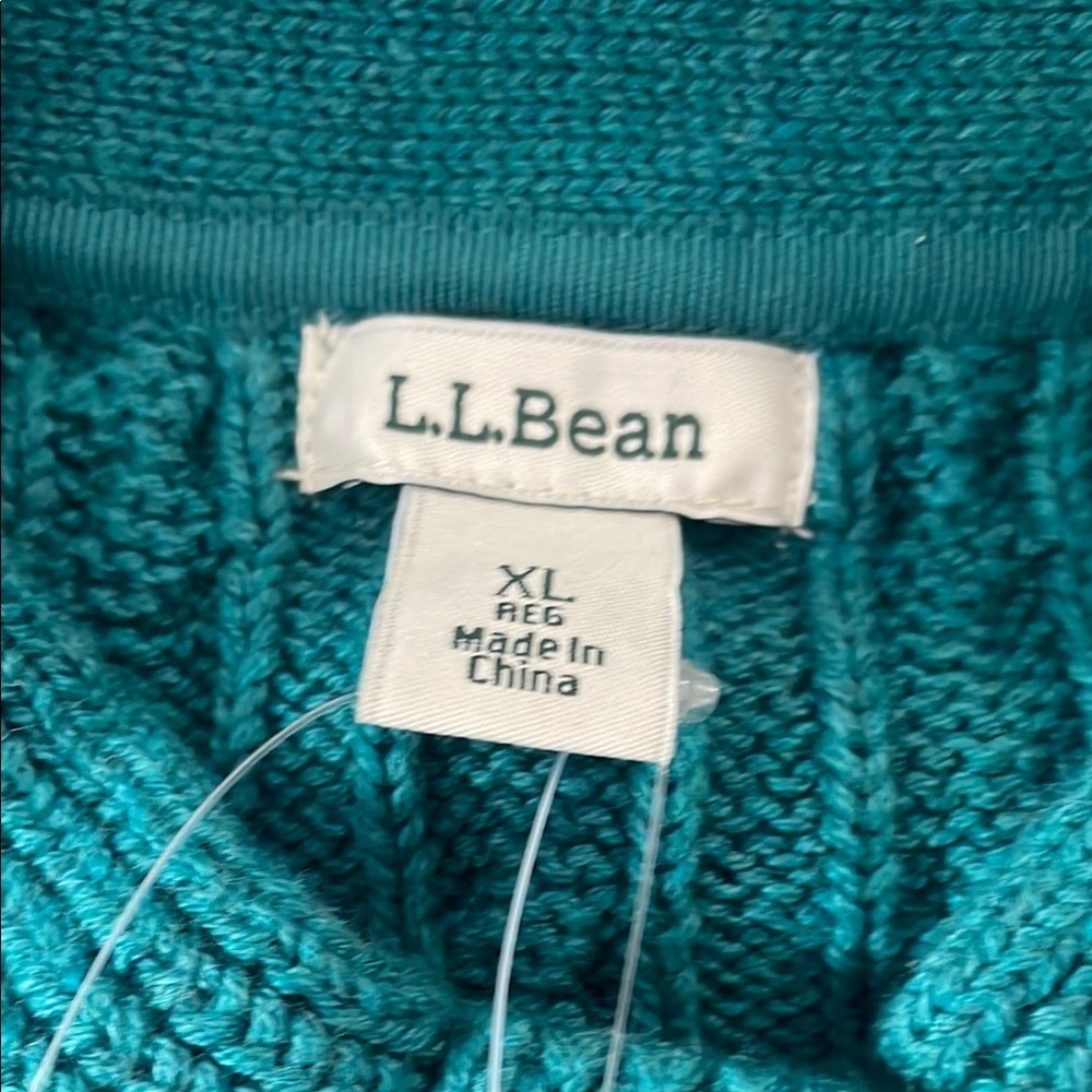 L.L. Bean Thick Heavy Turquoise Cable Knit Cardigan - Picture 6 of 9